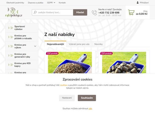 krmiva pro ryby a potřeby pro profesionální chovatele ryb.