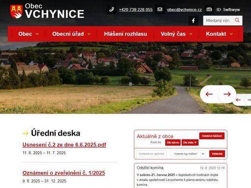 oficiální stránky obce vchynice
