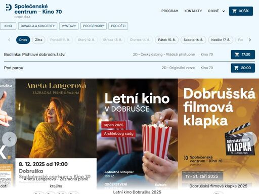 kompletní program, vstupenky online, kontakt a všechny informace o společenské centrum - kino 70