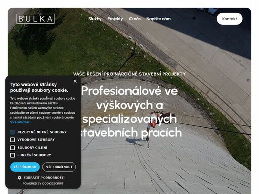 firma bulka s.r.o. nabízí profesionální stavební, montážní a údržbové služby na těžko přístupných místech. specializujeme se na práce ve výškách a nad volnou hloubkou, poskytujeme komplexní řešení pro všechny vaše stavební a montážní požadavky.