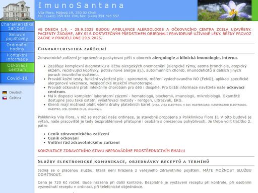 imunosantana - alergologie a klinická imunologie, interna - cheb
