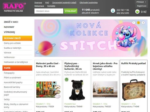 papírnictví, kancelářské potřeby, školní potřeby, výtvarné potřeby, rýsovací potřeby rafoshop papírnictví online