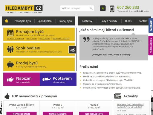 pronájem bytu v praze nebo prodej vaší nemovitosti půjde hladce díky specialistům z hledambyt.cz – makléřům, kteří se o vás starají i po uzavření smlouvy.