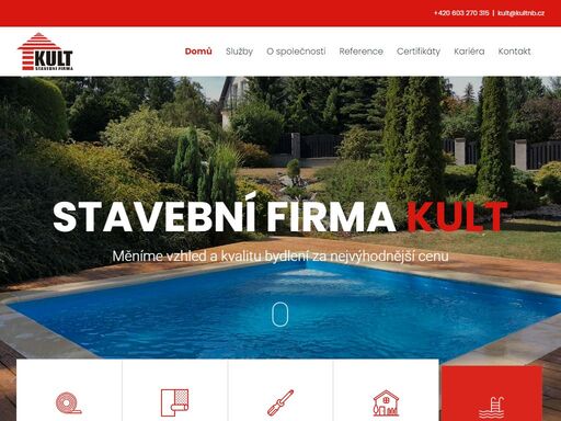 naše nabízené služby vycházejí z týmové spolupráce a zkušeností. stavební firma kult provádí zateplení, revitalizace, rekonstrukce, výstavbu..