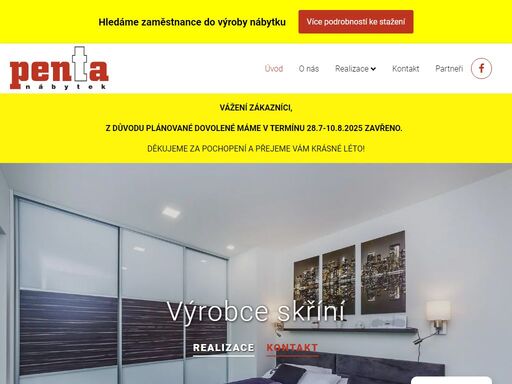 firma nábytek penta s.r.o. vznikla v roce 1999 a od svého počátku se zabývá výrobou zakázkového nábytku. naše výroba probíhá na cnc strojích. vyrábíme široký sortiment nábytku na zakázku od bytových až po komerční a kancelářské prostory.