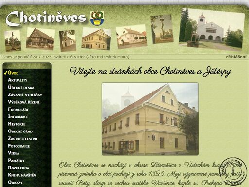 stránky obce chotiněves a jištěrpy