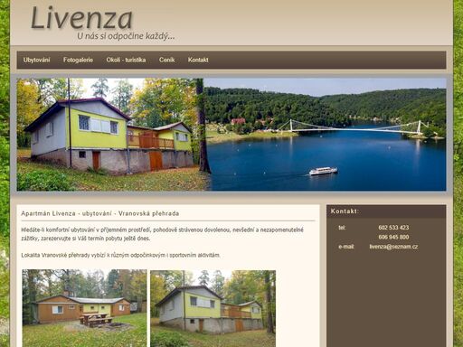 příjemné ubytování v chatě - apartmánu na vranovské přehradě poblíž vranovské pláže.