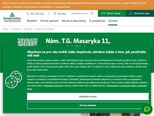 pojišťovna kooperativa - moravská třebová, nám. t.g. masaryka 11, tel.: 461 313 040, e-mail: hjiraskova@koop.cz, hana jirásková - odpovědný vedoucí