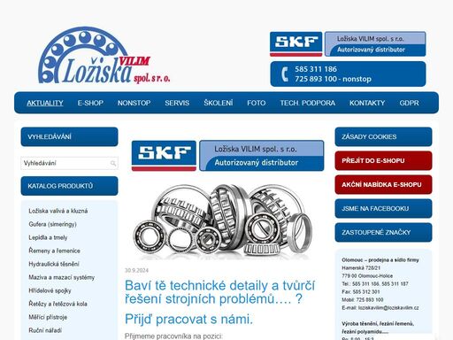 váš dodavatel značkových ložisek, řemenů, řetězů a těsnění