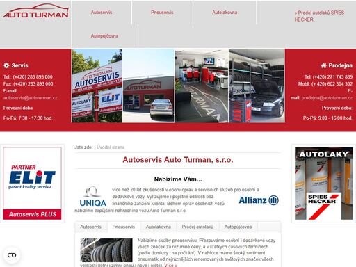 autoservis praha 9 - auto turman s.r.o. nabízí servisní a opravárenské služby pro motorová vozidla. provozní doba: po-pá 7:30-17:30h. tel.: 283 893 000.