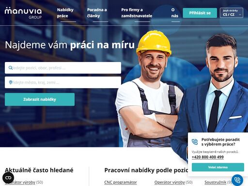 manuvia - volná místa na pozicích operátor výroby, řidič vzv, svářeč, cnc operátor, technik... komplexní servis. najděte si práci ještě dnes.