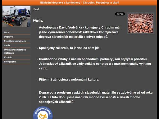 kontejnerová doprava likvidace odpad beton písek palivové dřevo chrudim avia kontejner kámen suť stavebnictví přerava kontejnerová doprava odvoz suti daf 