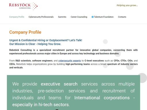 rebstöck consulting is a specialized recruitment partner for innovative global companies, connecting them with experienced professionals.