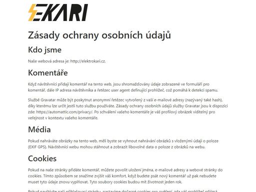 elektrokari je ryze rodinná firma (otec a syn) s třiceti letou praxí. zabýváme se kompletní elektroinstalací nových, stávajících i firemních objektů, včetně zabezpečovacích systémů a končené revizní zprávou. spolupracujeme již dvacet let s firmou kd haus, dále s firmou vavex tapety, koupelny. naše služby opravy, údržba a hledání závad na elektroinstalaci domů, bytů, bytových domů a také průmyslových prostor. montáž a dodání veškerého elektromateriálu: osvětlení, led osvětlení, světla s čidlem