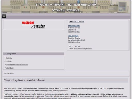 nabízíme strojní vyšívání, textilní reklamu pro firmy i jednotlivce.