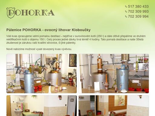oficiální web veřejné pěstitelské pálenice pohorka - kloboučky
