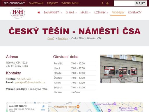 řeznictví h+h - výroba a prodej masa, uzenin
