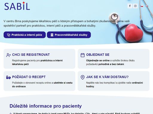    
   
     
    ordinace sabil s.r.o.   
    nestátní zdravotnické zařízení   
     
     
       
      home   
      volná místa   
      kontakt   
    ...