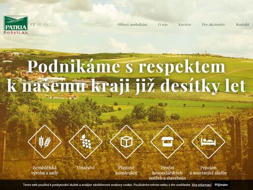 hlavní stránka akciové společnosti patria kobylí, a.s.