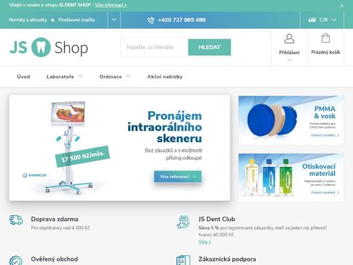 js dent shop. více než 29 let zkušeností zubní laboratoře js lab v e-shopu js dent shop.v js lab jsme vždy hledali ty nejkvalitnější materiály za výhodnou cenu. dovážíme produkty (z brazílie, číny, jižní koree, španělska nebo itálie), které sami v laboratoři používáme a můžeme se tak za ně zaručit. připravili i jsme…