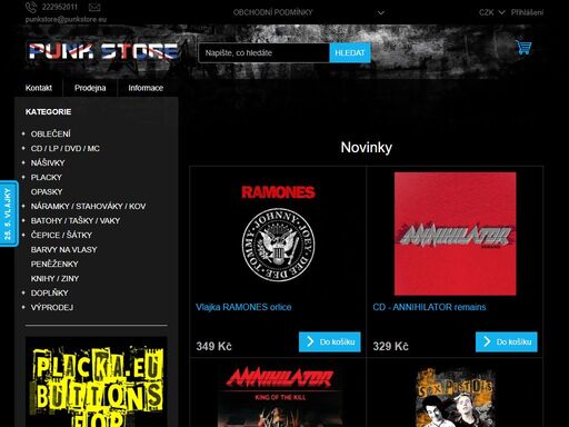 punkstore. we are punkstore! punk rock shop from czech republic. 
punk, rock, metal. široká nabídka oblečení a doplňků. vyberte si z naší nabídky triček, mikin, placek, nášivek a dalšího zboží