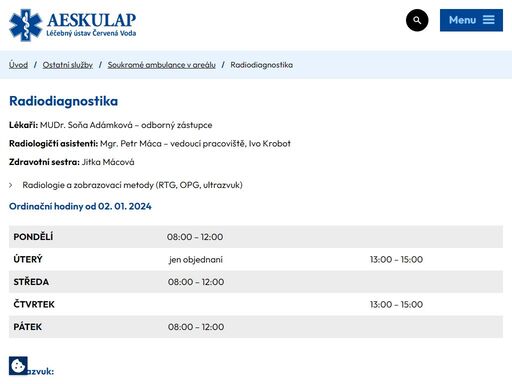 moderní léčebna dlouhodobě nemocných v červené vodě - aeskulap, spol. s.r.o.