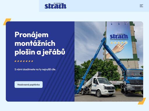spolehlivý pronájem autoplošin do výšky 46 metrů a autojeřábů s nosností do 35 tun. práce provozujeme po celý české republice, zejména praha a středočeský kraj.