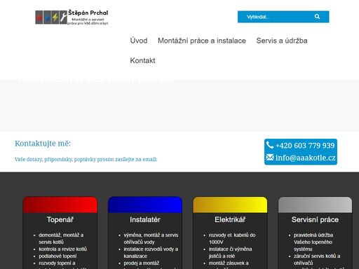 montáž a servis kotlů a ohřívačů vody, instalace topení, vody, odpadů a elektriky