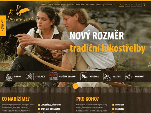 dáváme lukostřelbě jiný rozměr. naše střelnice naleznete na historických jarmarcích, městských slavnostech a v sezoně na hradech a zámcích. veškeré zboží si můžete zakoupit v našem eshopu.