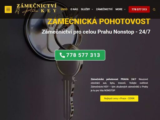 zámečnictví 24/7. zámečnická pohotovost praha. otevírání automobilů, bytů, trezorů. montáž a výměna zámků, vložek, kování. ?? 778 577 313