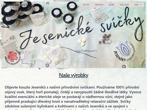 jesenické svíčky - ručně vyráběné, originální sójové svíčky z hor