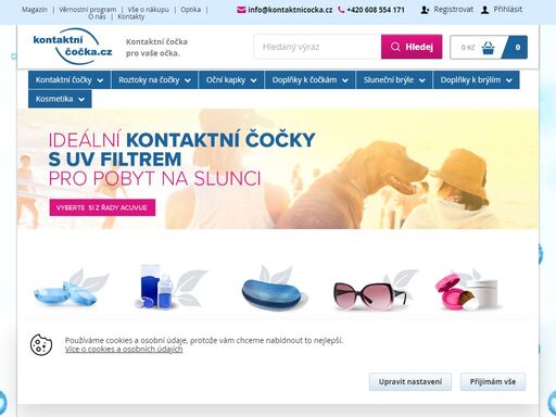 specialista na kontaktní čočky, značkové sluneční brýle a doplňky k brýlím.