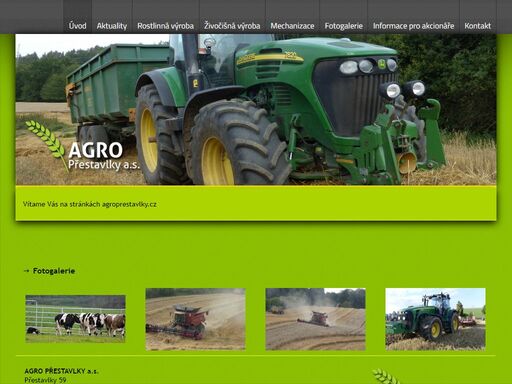 stránky zemědělského podniku agro přestavlky a.s.