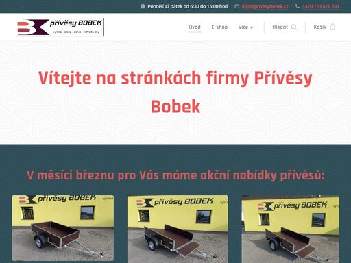 výroba a prodej kvalitních českých přívěsných voziků