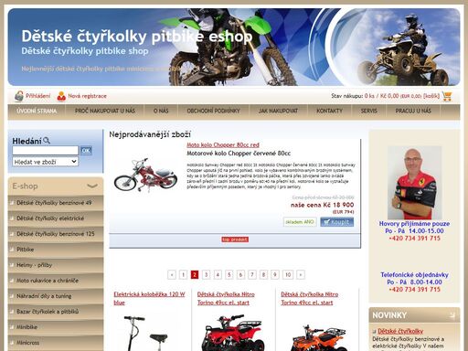 e-shop dětské čtyřkolky benzínové i elektrické, pitbike, minibike a minicross. dětské moto helmy a rukavice, náhradní díly a tuning, elektrokoloběžky, čerpadla malyš, pasti na kuny, polyfúzní svářečky.