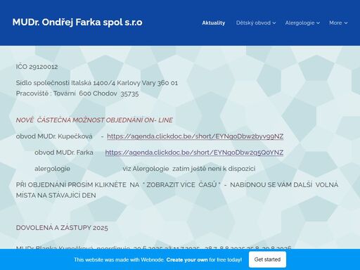 sídlo společnosti italská 1400/4 karlovy vary 360 01pracoviště : tovární 600 chodov 35735