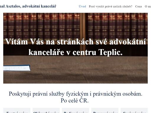 mgr. michal asztalos, advokátní kancelář poskytuje komplexní právní služby a právní poradenství pro klienty nejen z ústeckého kraje. zaměřujeme se zejména na oblast trestního, občanského, rodinného, pracovního a správního práva.