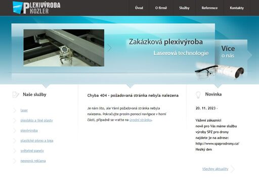 oficiální internetová prezentace společnosti plexivýroba kozler