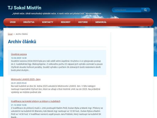 oficiální web oddílu kuželek tj sokolu mistřín. najdete zde výsledky, aktuality a soupisky oddílu kuželek v mistříně.