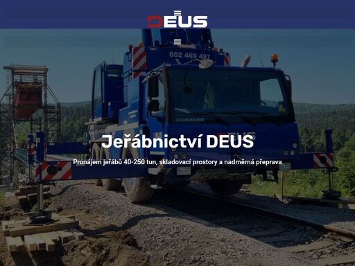 jeřábnictví deus nabízí služby pronájem jeřábů 40-250tun, skladovací prostory a nadměrná přeprava vždy tak, aby byl zákazník spokojen.