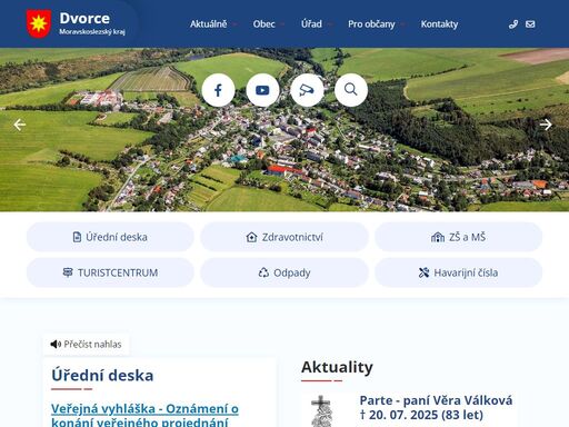oficiální stránky obce dvorce
