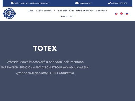 jsme výhradním vlastníkem technické a obchodní dokumentace napínacích, sušících a fixačních strojů známého českého výrobce textilních strojů elitex chrastava.