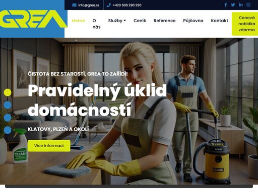 profesionální úklidová firma působící v plzni, klatovech a okolí. nabízíme spolehlivé a kvalitní úklidové služby pro domácnosti, firmy i komerční prostory. zajistíme čistotu a pořádek za dostupné ceny.