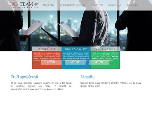 profil společnosti it se stalo nedílnou součástí našeho života. v rg-team se snažíme zajistit, jak může it přispět ke zkvalitnění našich pracovních i soukromých aktivit. aktuality spustili jsme nové webové stránky. věříme, že se nový design stránek líbí.