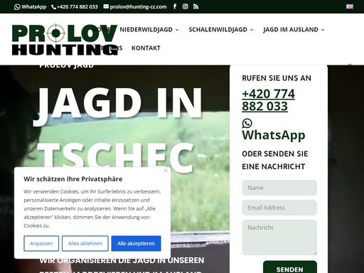 angebot an privatjagden in der tschechischen republik. jagd auf wildschweine, hirsche, mufflons, damhirsche, fasane in den besten regionen. prolov hunting