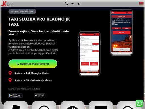 taxi služba pro kladno jk taxi. zarezervujte si vaše taxi za několik málo vteřin! aplikace jk taxi se snadno používá a je velmi uživatelsky