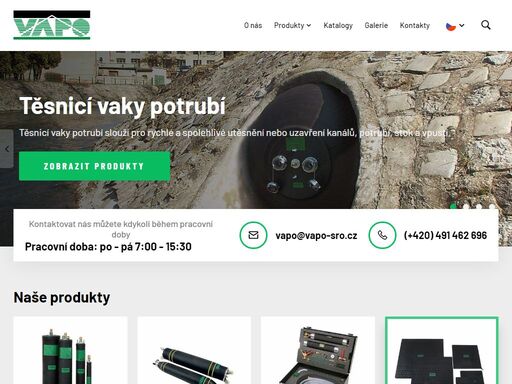 výroba a prodej: těsnící vaky, těsnící vaky potrubí, ucpávky kanalizace, zkušební vaky, zkušební soupravy sanační pakry, sanace potrubí, zvedací vaky, technická pryž.