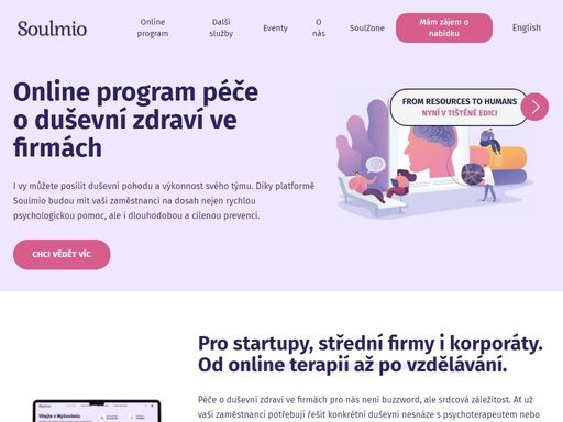 all-in-one online program pro podporu duševního zdraví ve firmách. zvyšte mentální pohodu a produktivitu svých zaměstnanců a nabídněte benefit, který očekávají.
