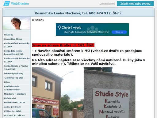 kompletní kosmetické služby, depilace, líčení, prodej pleťové a vlasové kosmetiky zn.alcina