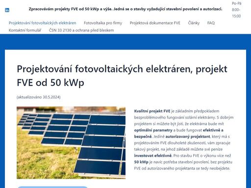 projektování fotovoltaických elektráren všeho druhu, zhotovím projekt fve dle vašich požadavků a potřeb. jsem autorizovaný projektant.